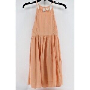 O'Neill Womens Dress XS Extra Small Pink Peach Strappy Midi Knee Length Light Wt